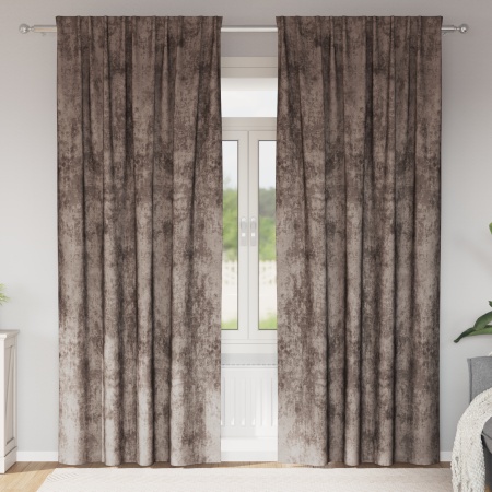 Draperii din Catifea 2 buc cu Ochiuri Cappuccino 225x140 cm