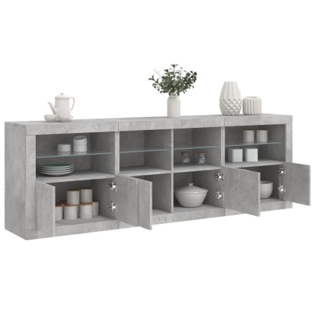 Dulap cu lumini LED, gri beton, 202x37x67 cm