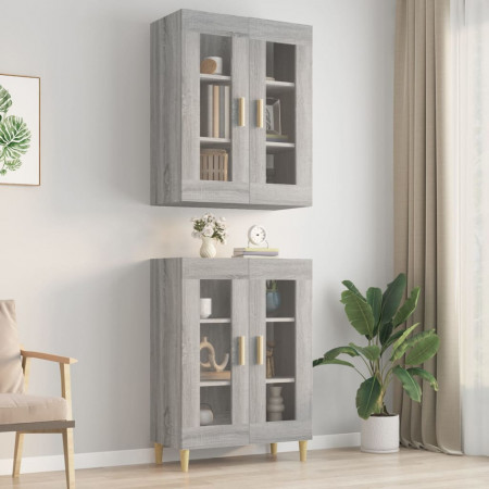 Dulap de perete suspendat, gri sonoma, 69,5x34x90 cm