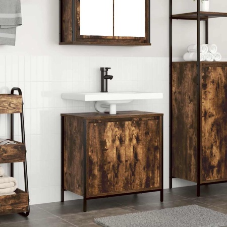 Dulap pentru lavoar baie stejar afumat 60x34,5x60 cm