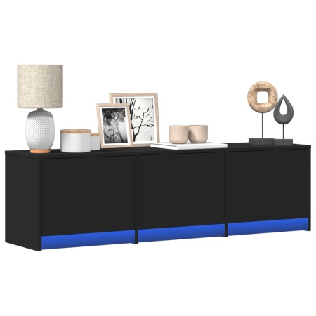 Dulap TV cu LED, negru, 140x34x40 cm, lemn prelucrat