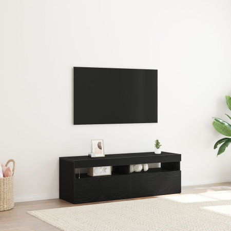 Dulap TV cu LED, stejar negru, 120x35x40 cm, lemn prelucrat