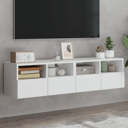 Dulap TV de perete, 2 buc, alb, 60x30x30 cm, lemn prelucrat