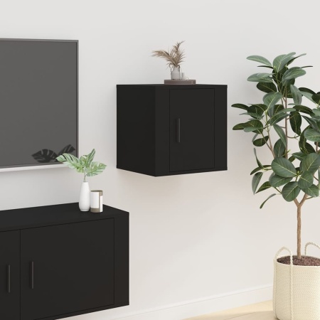 Dulap TV montat pe perete, negru, 40x34,5x40 cm