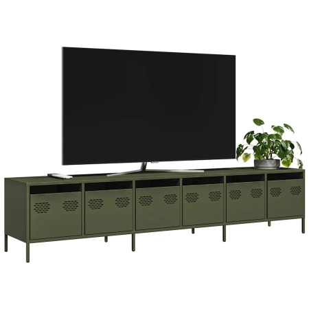 Dulap TV, verde măsliniu, 202x39x43,5 cm, oțel laminat la rece