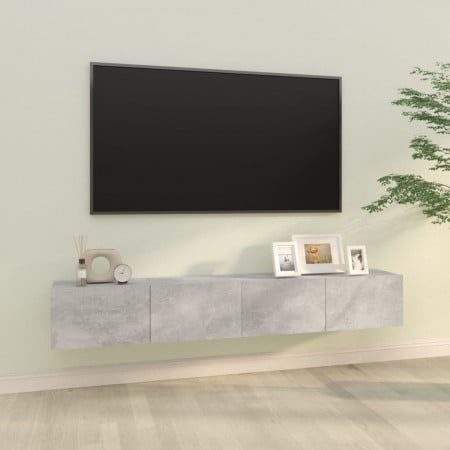 Dulapuri TV perete 2 buc. gri beton 100x30x30 cm lemn compozit - Img 1
