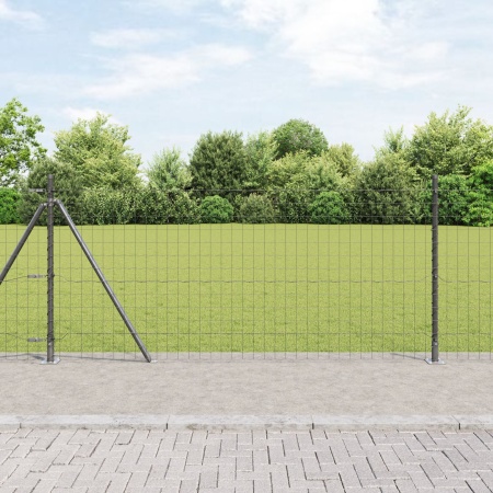 Euro Fence cu 7 stâlpi flanșați 1x10 m Oțel galvanizat