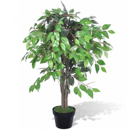 Ficus artificial cu aspect natural și ghiveci, 90 cm