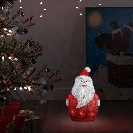 Figurină Moș Crăciun cu LED, 28 cm, acrilic, interior/exterior