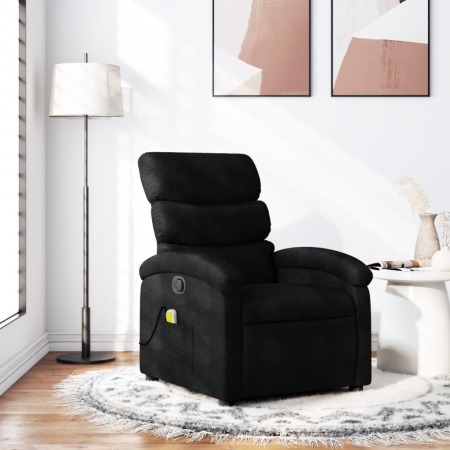Fotoliu de masaj rabatabil, negru, material textil