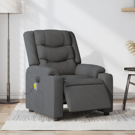 Fotoliu electric de masaj rabatabil, gri închis, textil
