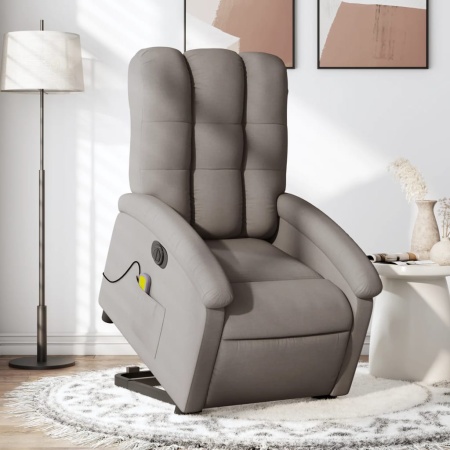 Fotoliu electric masaj rabatabil cu ridicare, gri taupe, textil
