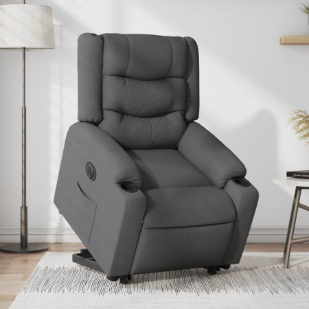 Fotoliu electric rabatabil cu ridicare, gri închis, textil