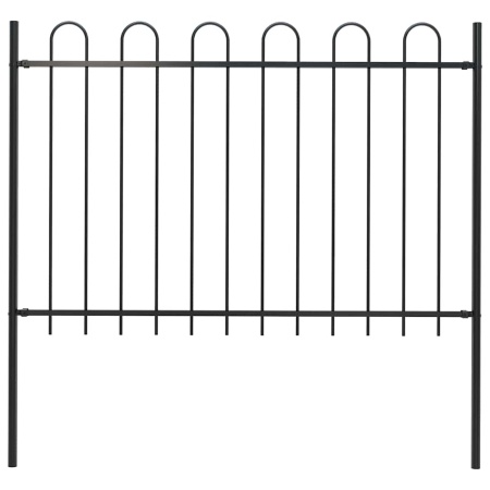 Gard de grădină cu vârf curbat, negru, 1,8 m, oțel