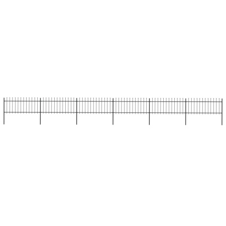 Gard de grădină cu vârf suliță, negru, 10,2 m, oțel