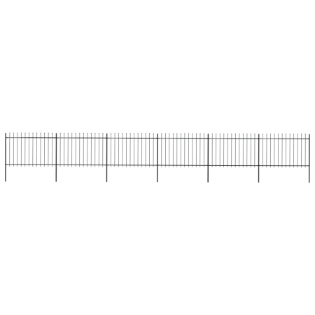 Gard de grădină cu vârf suliță, negru, 10,2 m, oțel