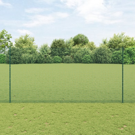 Gard din sârmă sudată cu 5 posturi U Verde 1.6x10 m Oțel