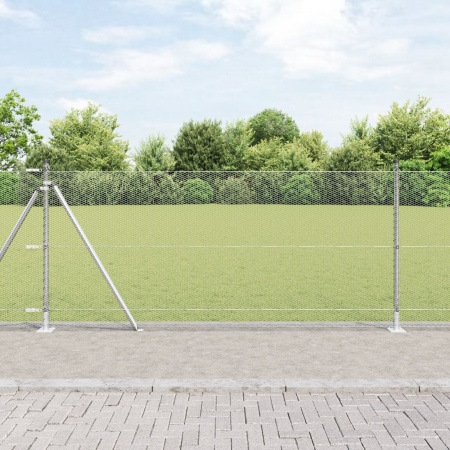 gard hexagonal 1x10 m oțel galvanizat, stâlpi de gard cu plăci de bază 7 buc Ø32mm 110cm oțel galvanizat