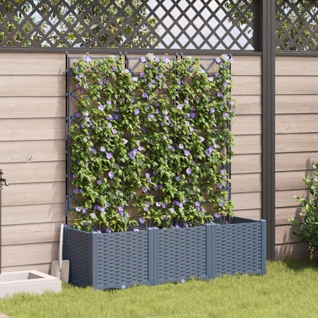 Ghiveci de Grădină cu Trellis 3 pcs Gri Deschis 120x40x143 cm