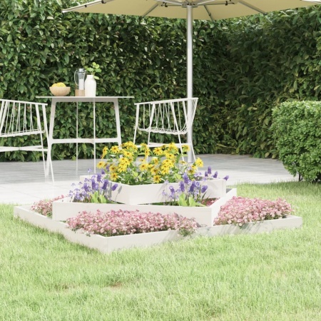 Jardinieră, alb, 112x112x27 cm, lemn masiv de pin