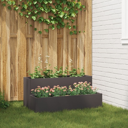 Jardiniere 2-Tier 100x60x45 cm din Oțel Negru