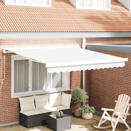 Marchiză Manuală Retractabilă Alb 300x250 cm, Material de Înlocuire pentru Marchiză 3x2.5 m Alb