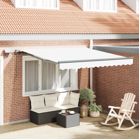 Marchiză manuală retractabilă cu LED alb 350x250 cm, Material de înlocuire pentru marchiză 3.5x2.5 m alb