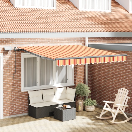 Marchiză manuală retractabilă cu LED galben și portocaliu 350x250 cm