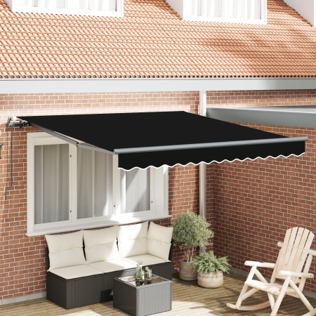Marchiza manuală retractabilă Negru 350x250 cm, Material de înlocuire pentru marchiză pentru cadru de 3,5x2,5 m Negru