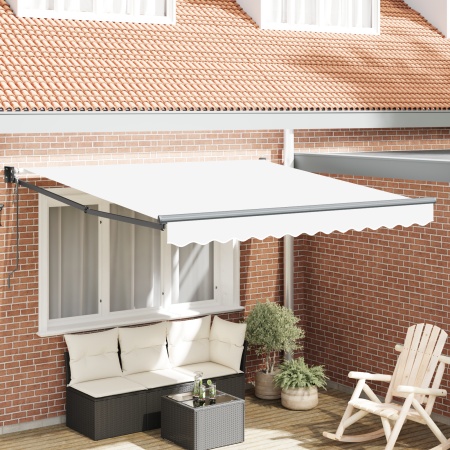 Marchiza retractabilă automată Alb 300x250 cm, Țesătură de înlocuire pentru marchiză 3x2.5 m Alb
