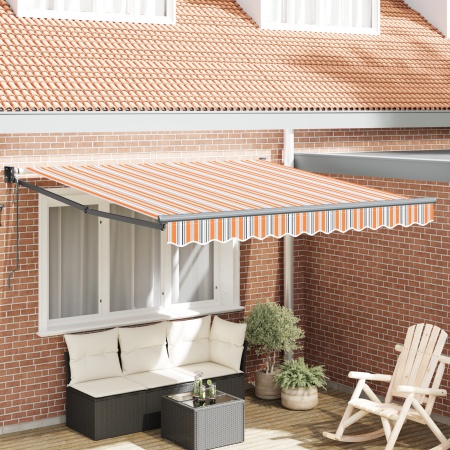 Marchiza retractabilă automată cu dungi multicolore 350x250 cm