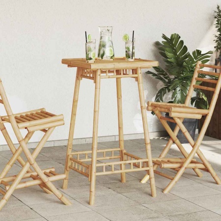 Masă de bar de exterior pătrată 55x55x100 cm bambus
