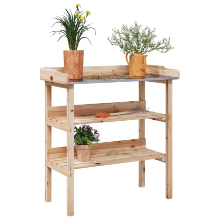 Masă de plante cu raft, 78x38x82,5 cm, lemn masiv de brad