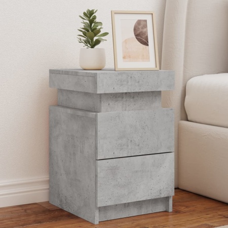 Noptieră cu lumini LED, gri beton, 35x39x55 cm