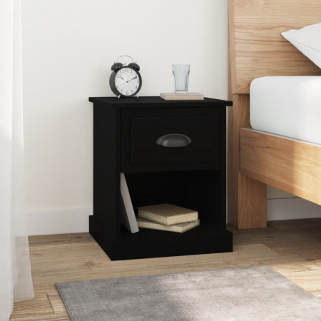 Noptiere, 2 buc, negru, 39x39x47,5 cm, lemn prelucrat