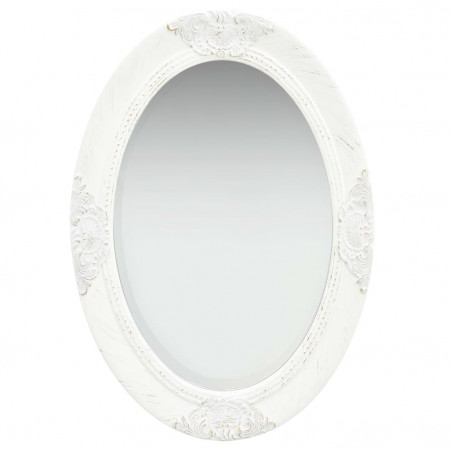 Oglindă de perete în stil baroc, alb, 50 x 70 cm