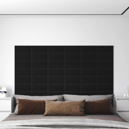 Panouri de perete 12 buc. negru 30x15 cm textil 0,54 m²