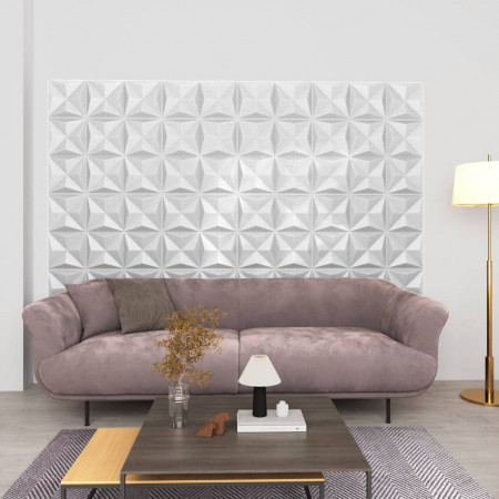 Panouri de perete 3D 12 buc. alb 50x50 cm model origami 3 m² - Img 1