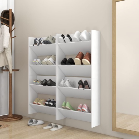 Pantofare de perete, 4 buc., alb, 60x18x60 cm PAL