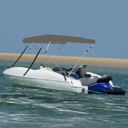 Parasolar barcă Bimini cu 4 arcuri, gri, 243x196x137 cm