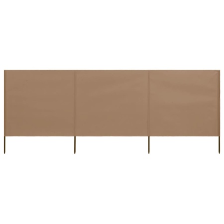 Paravan anti-vânt cu 3 panouri, gri taupe, 400 x 80 cm, textil