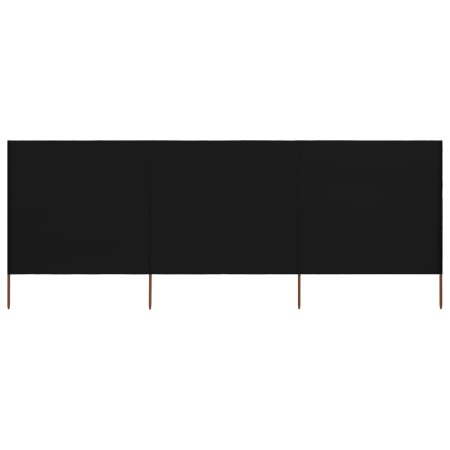 Paravan anti-vânt cu 3 panouri, negru, 400 x 160 cm, textil
