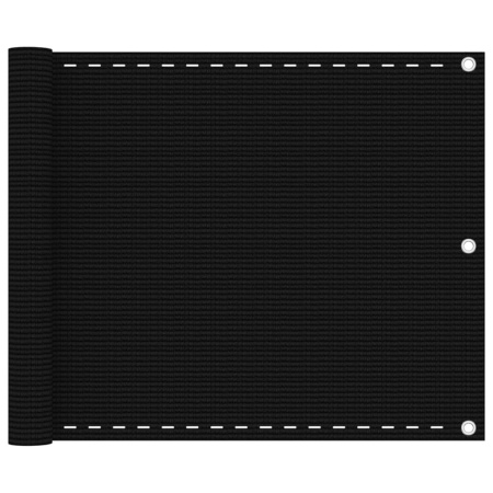 Paravan de balcon, negru, 75x500 cm, HDPE