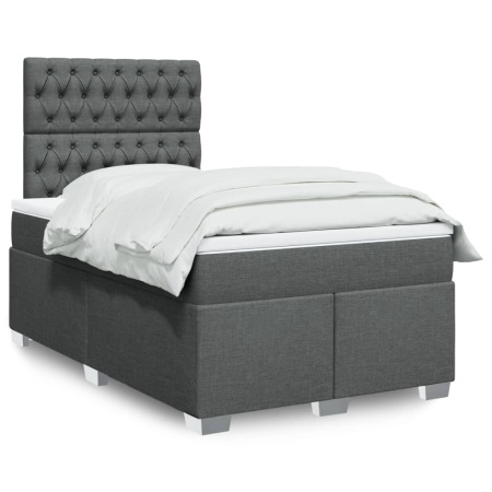Pat box spring cu saltea, gri închis, 120x190 cm, textil