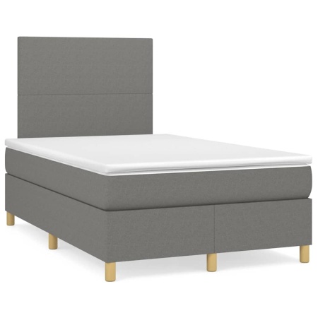 Pat box spring cu saltea, gri închis, 120x190 cm, textil