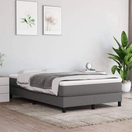 Pat box spring cu saltea, gri închis, 120x200 cm, textil