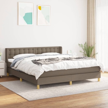 Pat box spring cu saltea, gri taupe, 160x200 cm material textil