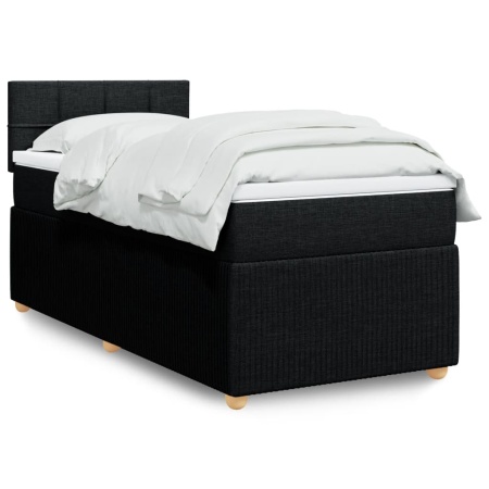 Pat box spring cu saltea, negru, 90x190 cm, textil