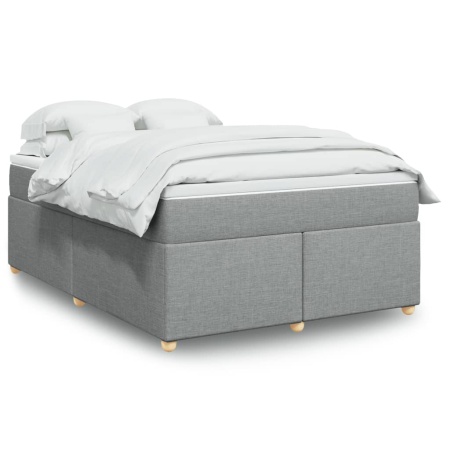Pat continental cu saltea, gri deschis, 160x200 cm, textil