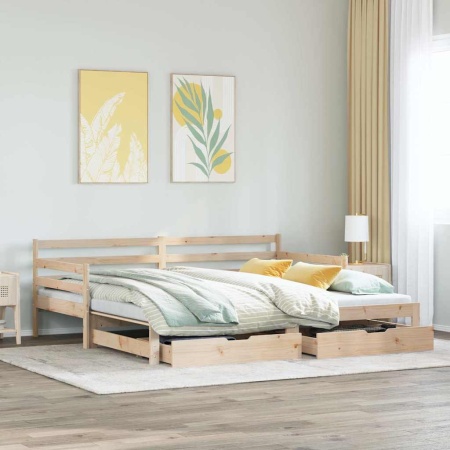 Pat de zi cu extensie și sertare fără saltea, 90x200 cm